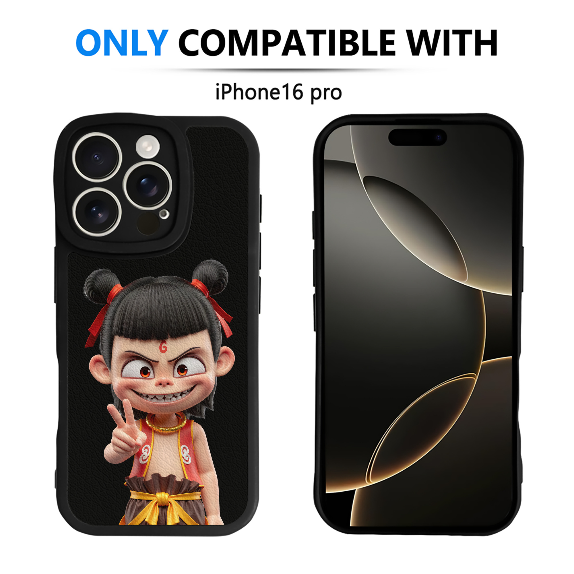 （画像用） Ne Zha 2 ナタ 魔童の大暴れ 【iPhone 16シリーズ対応】シリコンスマホケース（レザー調） 材質：シリコン